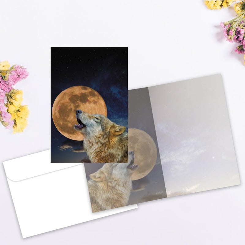 Tree-Free Greetings EcoNotes 12 Count One Wolf Moon All Occasion Notecard Set with Envelopes, 4 x 6 Inches (FS56312) - Image 2